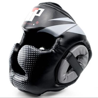 Good black boxing training Sanda protective gear helmet enclosed helmet
